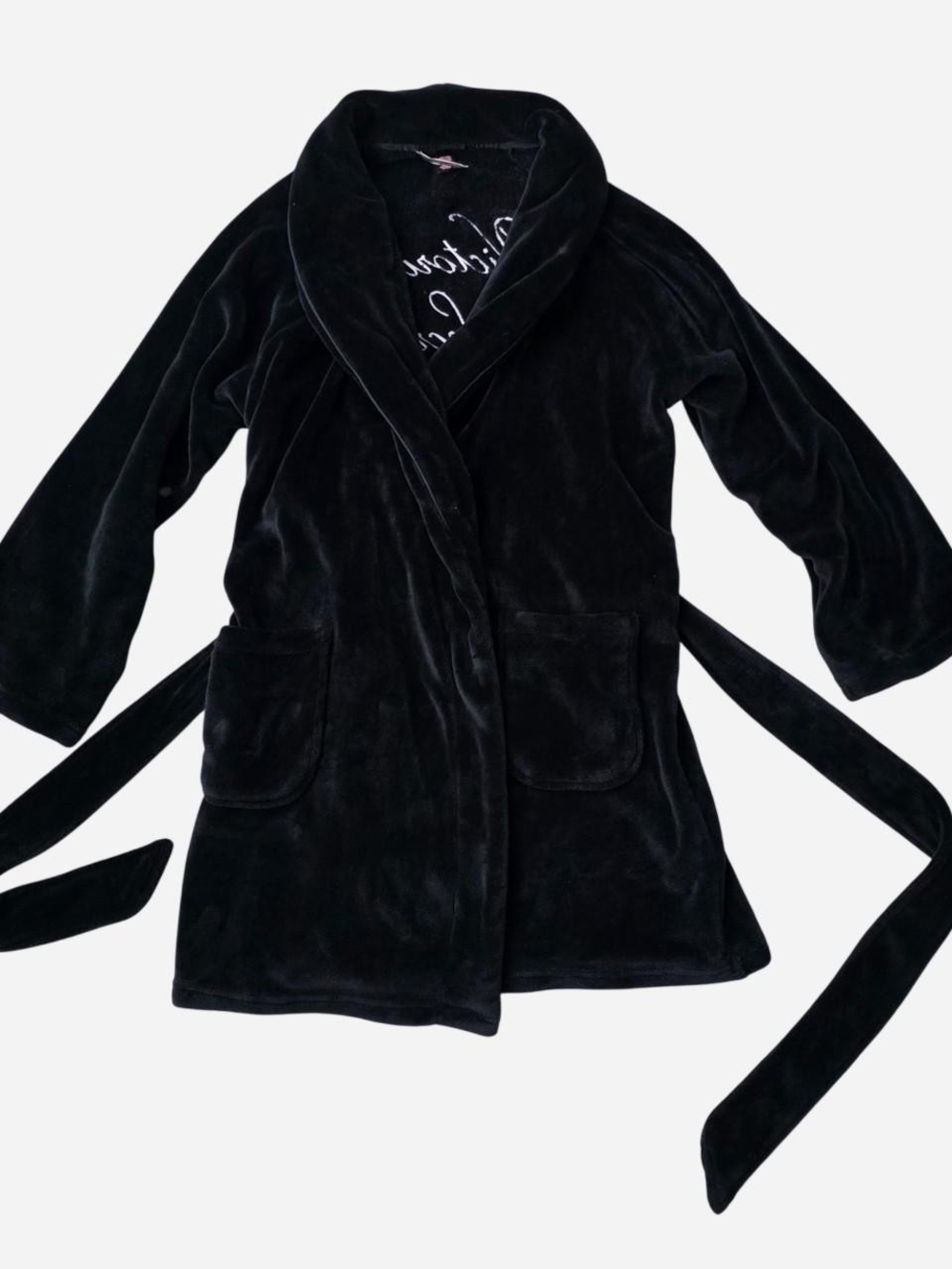 M/L Victoria's Secret Back Script Plush Fleece Robe - Picture 3 of 6